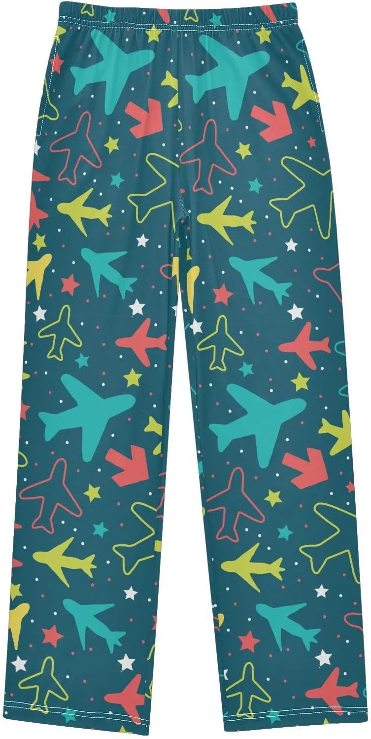 Pigsaly Boys' Pants Colorful Planes Arrows Stars Long Bottoms Cute Helicopter Jogger Pants Elastic Waist Trousers Pockets S