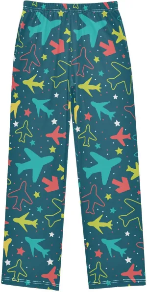 Pigsaly Boys' Pants Colorful Planes Arrows Stars Long Bottoms Cute Helicopter Jogger Pants Elastic Waist Trousers Pockets S
