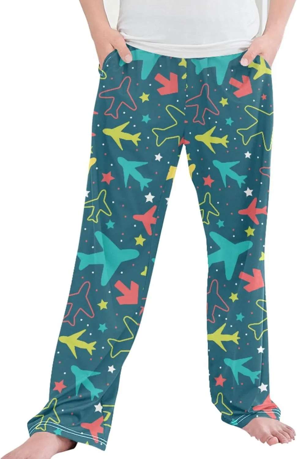 Pigsaly Boys' Pants Colorful Planes Arrows Stars Long Bottoms Cute Helicopter Jogger Pants Elastic Waist Trousers Pockets S
