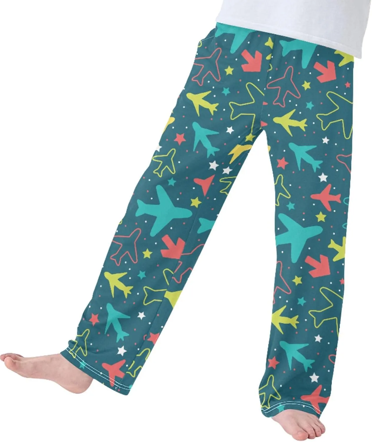 Pigsaly Boys' Pants Colorful Planes Arrows Stars Long Bottoms Cute Helicopter Jogger Pants Elastic Waist Trousers Pockets S