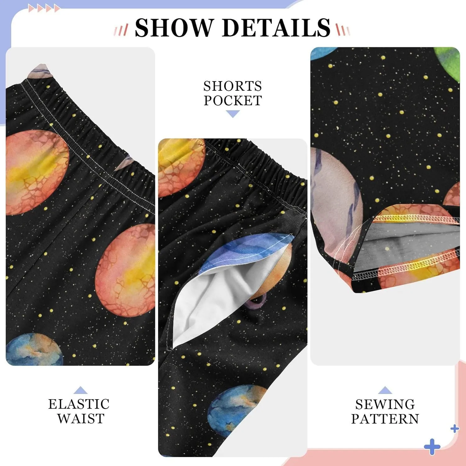 Pigsaly Boys' Pants Colorful Planets Stars Galaxy Long Bottoms Night Sky Jogger Pants Elastic Waist Trousers With Pockets S