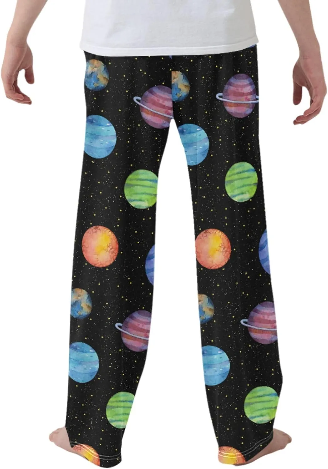Pigsaly Boys' Pants Colorful Planets Stars Galaxy Long Bottoms Night Sky Jogger Pants Elastic Waist Trousers With Pockets S