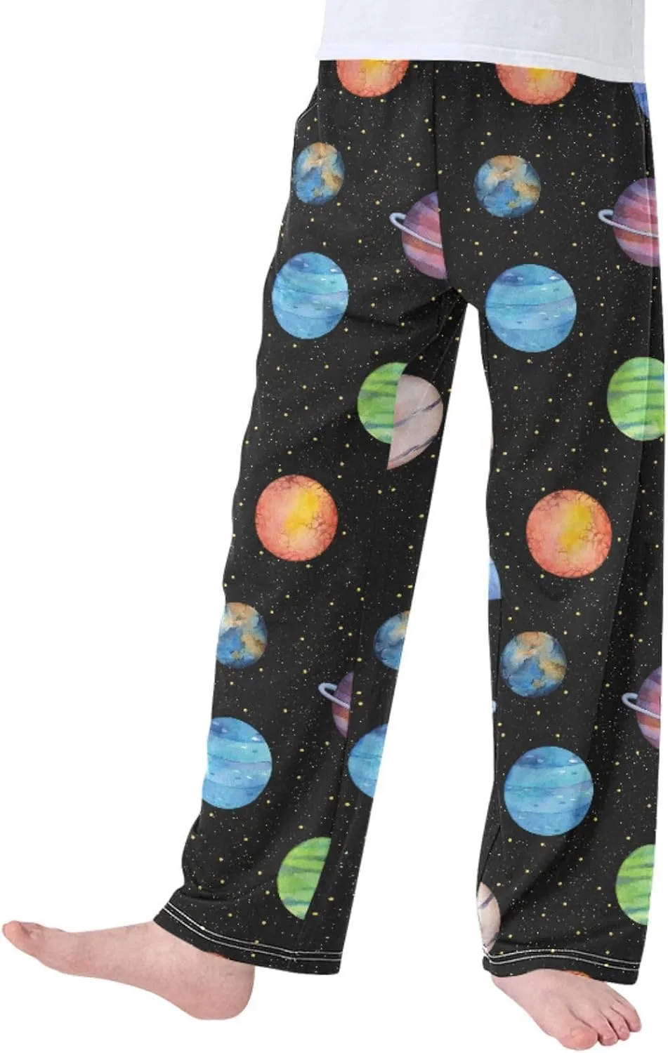 Pigsaly Boys' Pants Colorful Planets Stars Galaxy Long Bottoms Night Sky Jogger Pants Elastic Waist Trousers With Pockets S