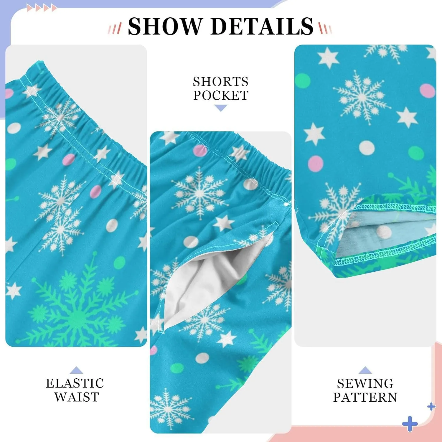 Pigsaly Boys' Pants Colorful Snowflakes Long Bottoms Blue Winter Star Dot Jogger Pants Elastic Waist Trousers With Pockets S