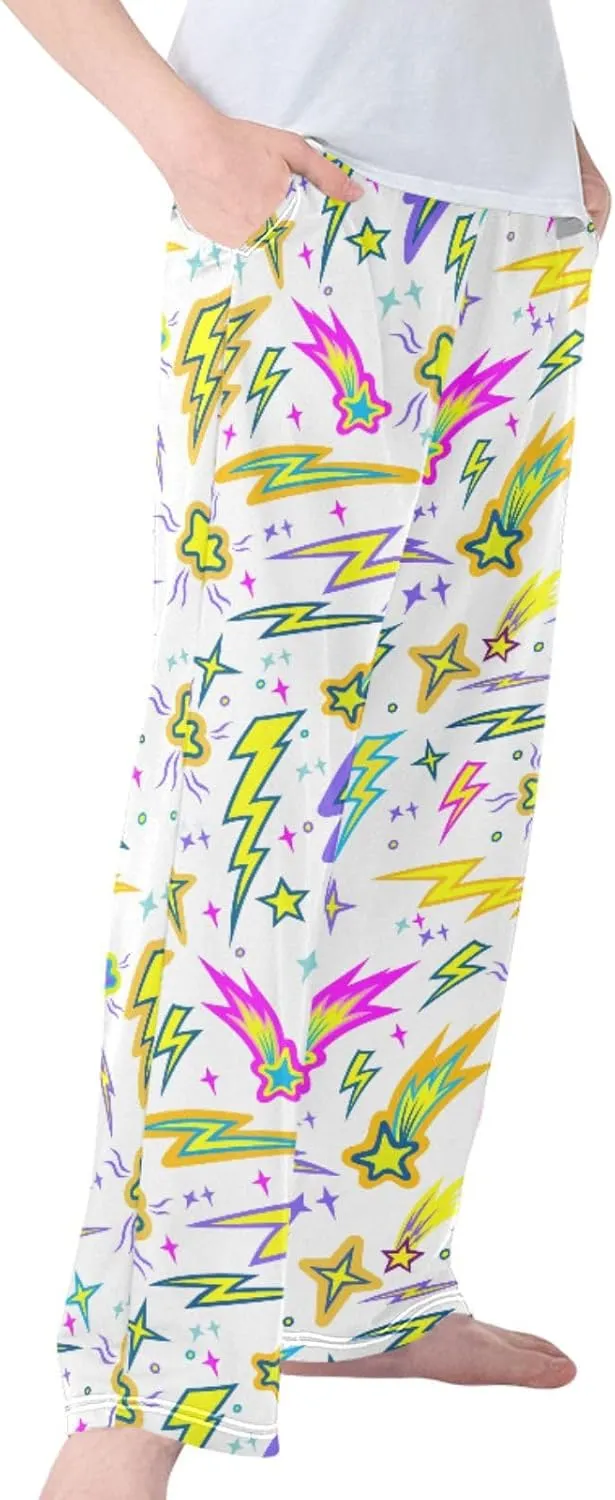 Pigsaly Boys' Pants Comets Lightning Galaxy Long Bottoms Colorful Stars Jogger Pants Elastic Waist Trousers with Pockets S