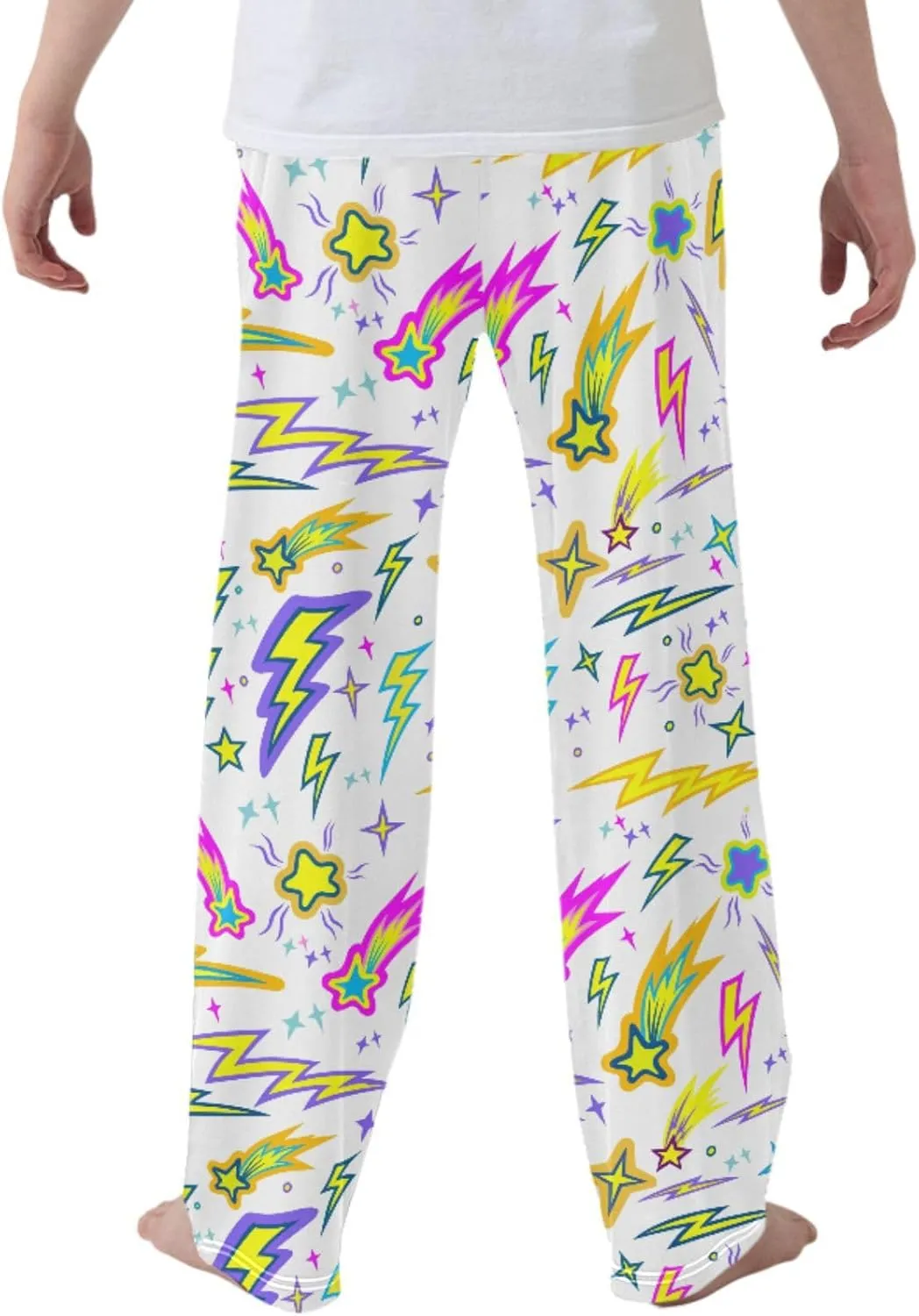 Pigsaly Boys' Pants Comets Lightning Galaxy Long Bottoms Colorful Stars Jogger Pants Elastic Waist Trousers with Pockets S
