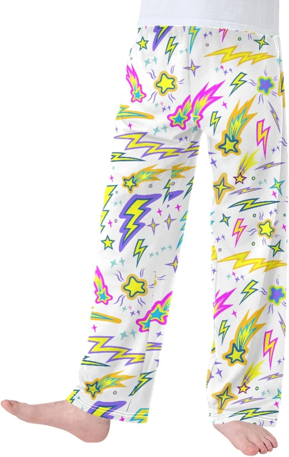 Pigsaly Boys' Pants Comets Lightning Galaxy Long Bottoms Colorful Stars Jogger Pants Elastic Waist Trousers with Pockets S