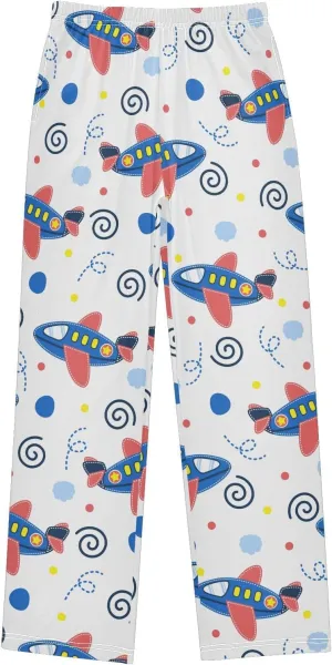 Pigsaly Boys' Pants Cute Airplane Long Bottoms Stars Sky Jogger Pants Elastic Waist Trousers with Pockets S