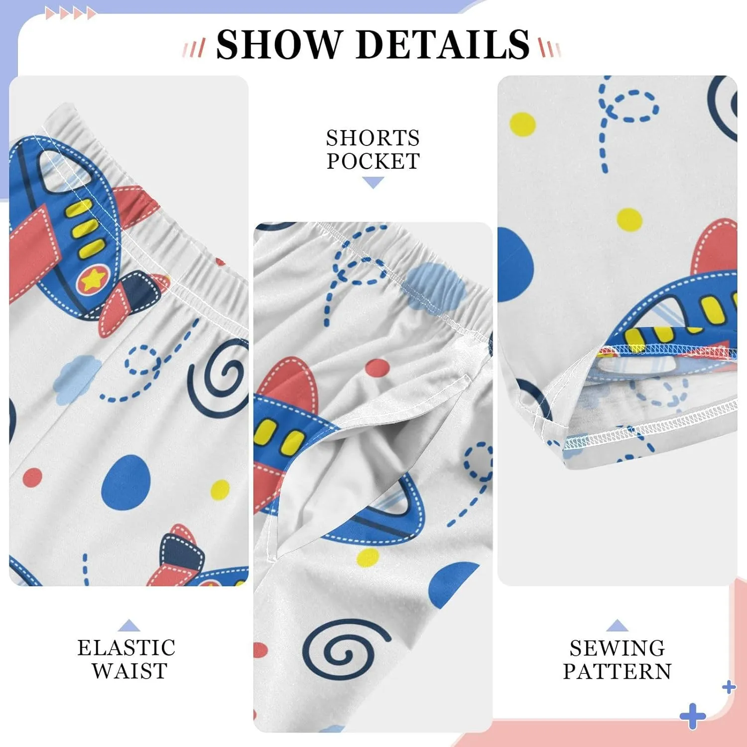 Pigsaly Boys' Pants Cute Airplane Long Bottoms Stars Sky Jogger Pants Elastic Waist Trousers with Pockets S