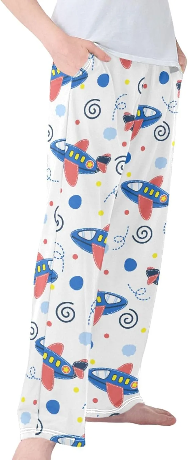 Pigsaly Boys' Pants Cute Airplane Long Bottoms Stars Sky Jogger Pants Elastic Waist Trousers with Pockets S