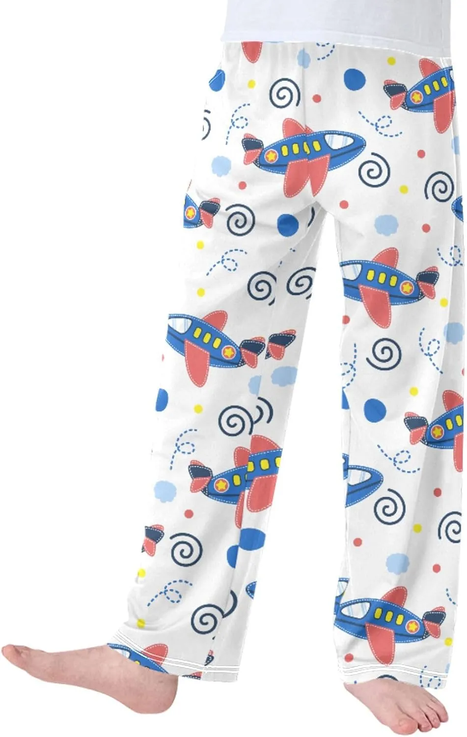 Pigsaly Boys' Pants Cute Airplane Long Bottoms Stars Sky Jogger Pants Elastic Waist Trousers with Pockets S