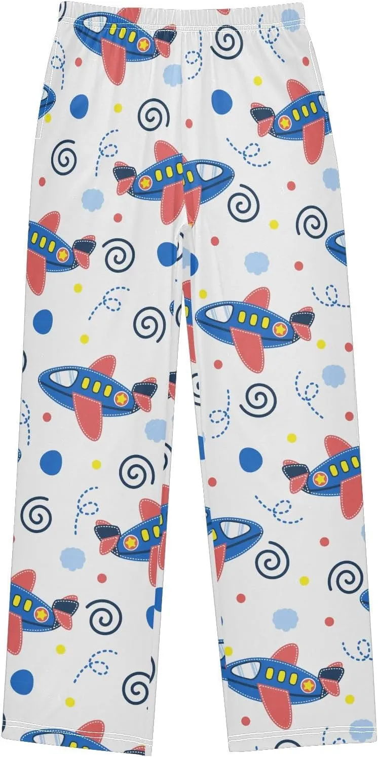 Pigsaly Boys' Pants Cute Airplane Long Bottoms Stars Sky Jogger Pants Elastic Waist Trousers with Pockets S