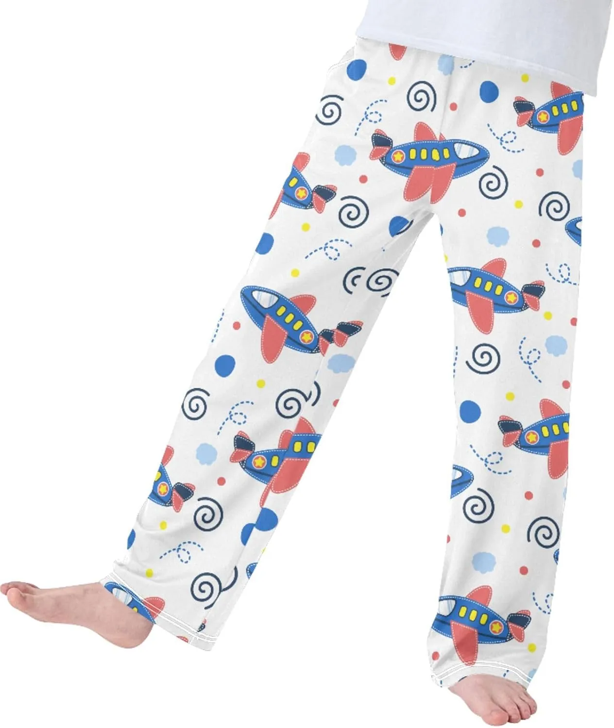 Pigsaly Boys' Pants Cute Airplane Long Bottoms Stars Sky Jogger Pants Elastic Waist Trousers with Pockets S