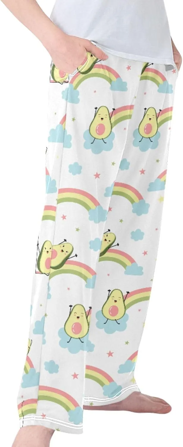 Pigsaly Boys' Pants Cute Avocados Rainbow Long Bottoms Blue Cloud Star Jogger Pants Elastic Waist Trousers With Pockets S