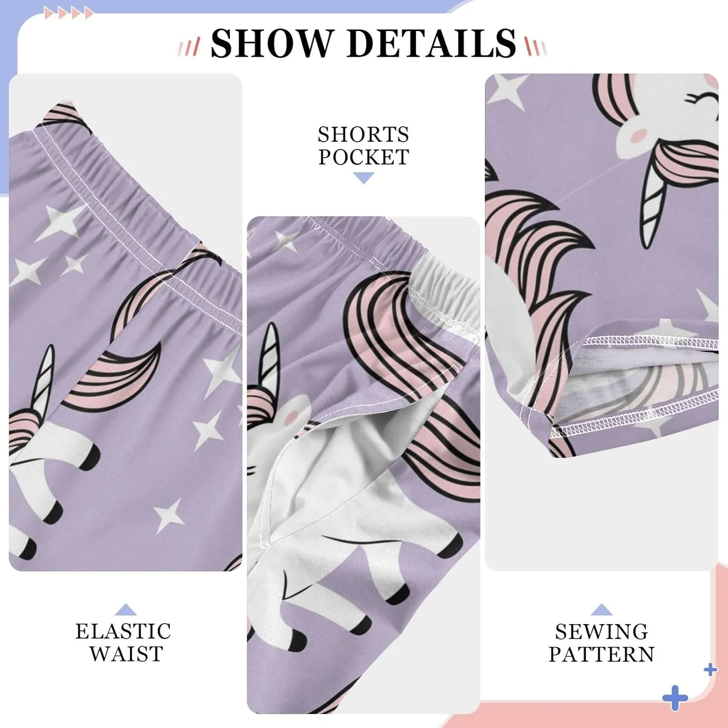 Pigsaly Boys' Pants Cute Baby Unicorns Stars Long Bottoms Purple Stars Jogger Pants Elastic Waist Trousers With Pockets S
