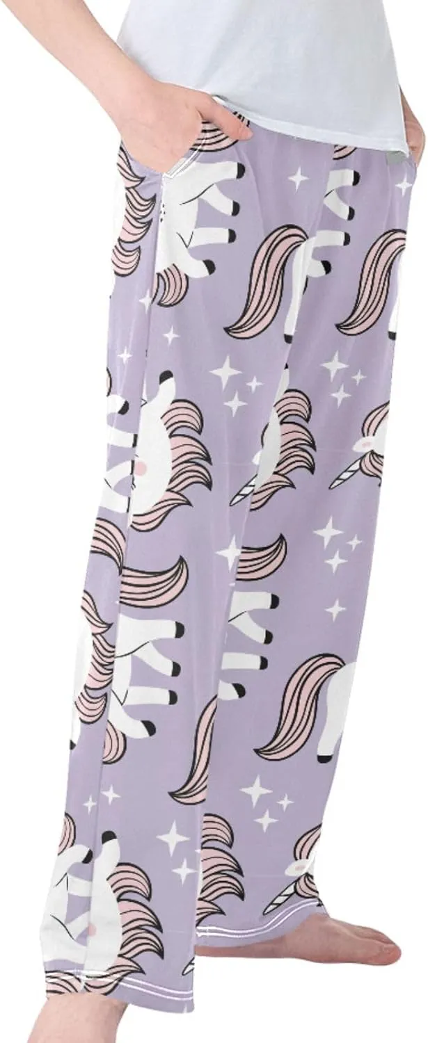 Pigsaly Boys' Pants Cute Baby Unicorns Stars Long Bottoms Purple Stars Jogger Pants Elastic Waist Trousers With Pockets S