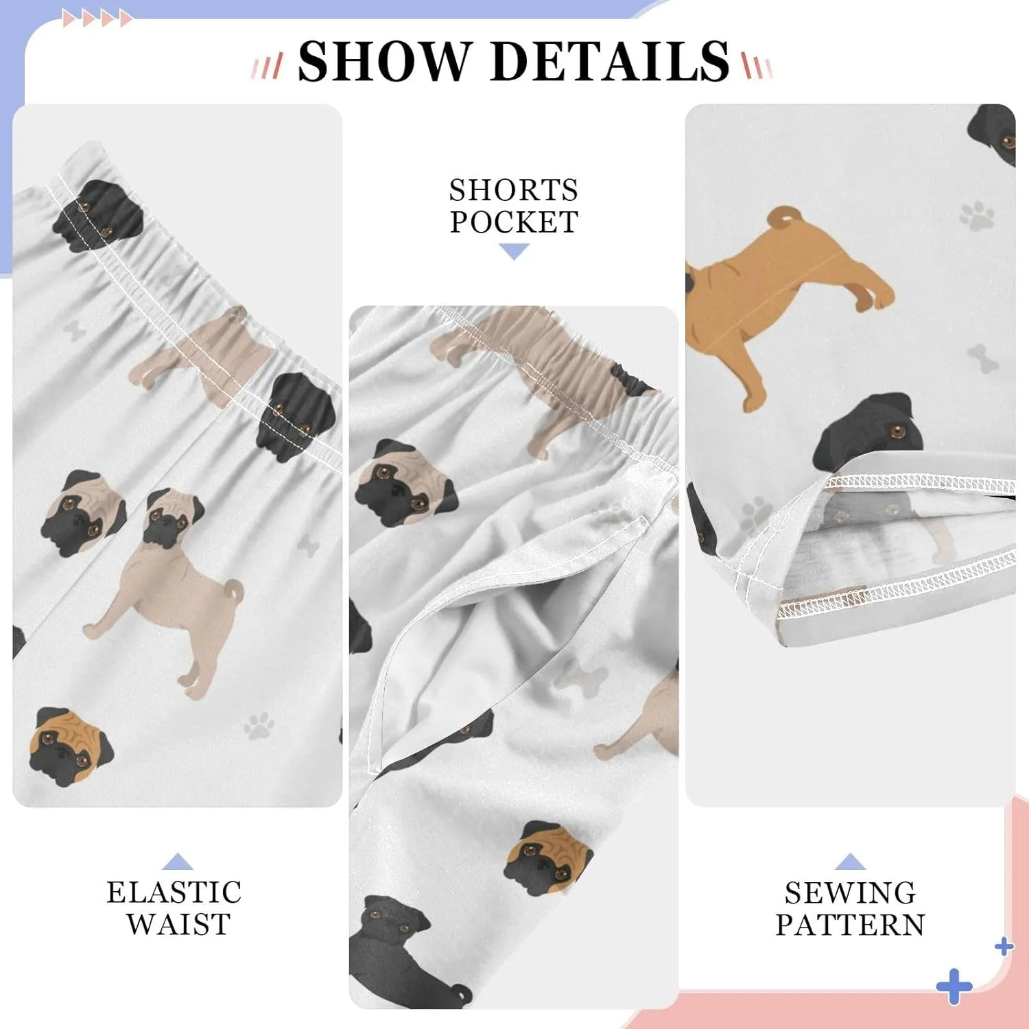 Pigsaly Boys' Pants Cute Black Brown Bulldog Long Bottoms Pug Dog Paw Print Jogger Pants Elastic Waist Trousers Pockets S