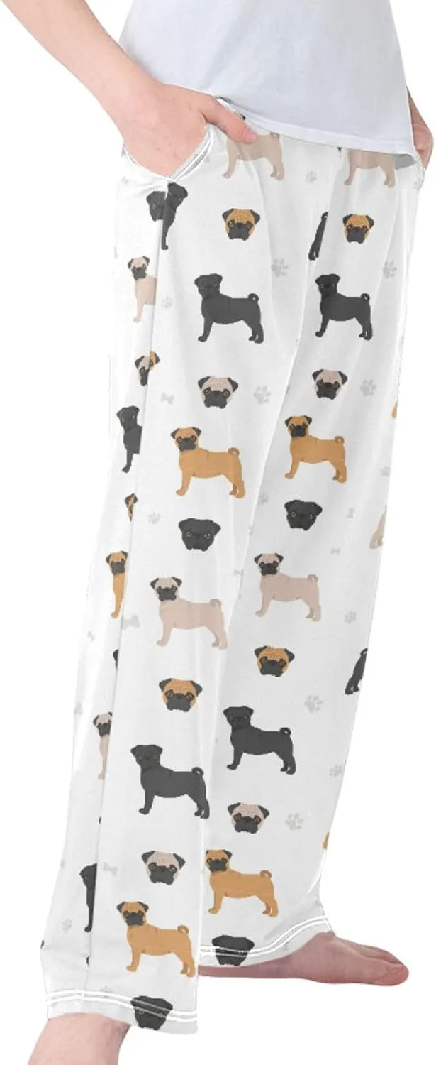 Pigsaly Boys' Pants Cute Black Brown Bulldog Long Bottoms Pug Dog Paw Print Jogger Pants Elastic Waist Trousers Pockets S