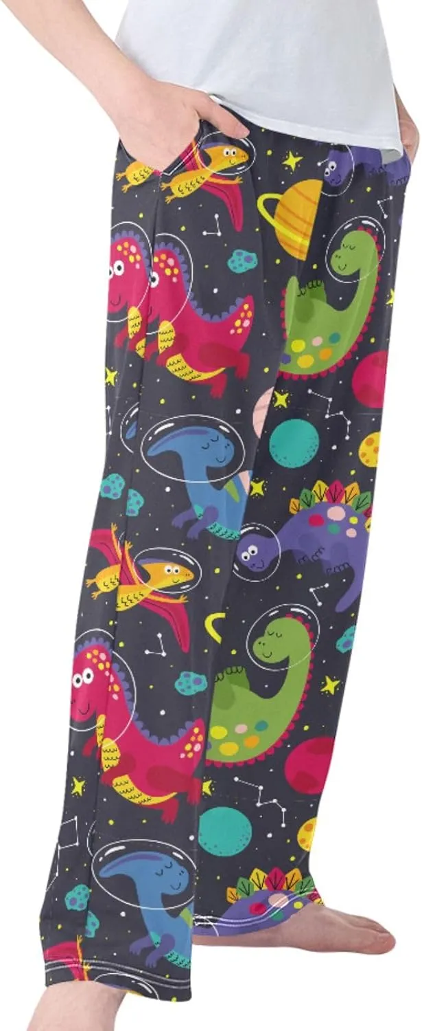 Pigsaly Boys' Pants Cute Dinosaur Space Long Bottoms Planet Stars Jogger Pants Elastic Waist Trousers With Pockets S