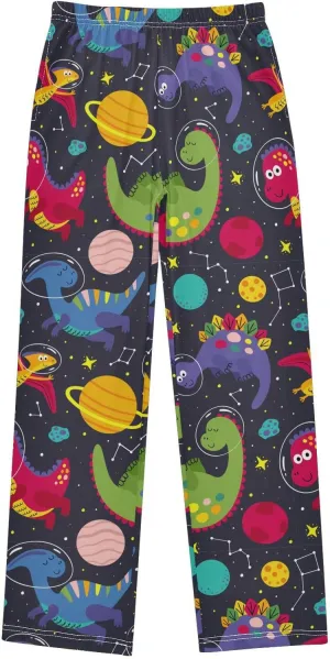 Pigsaly Boys' Pants Cute Dinosaur Space Long Bottoms Planet Stars Jogger Pants Elastic Waist Trousers With Pockets S