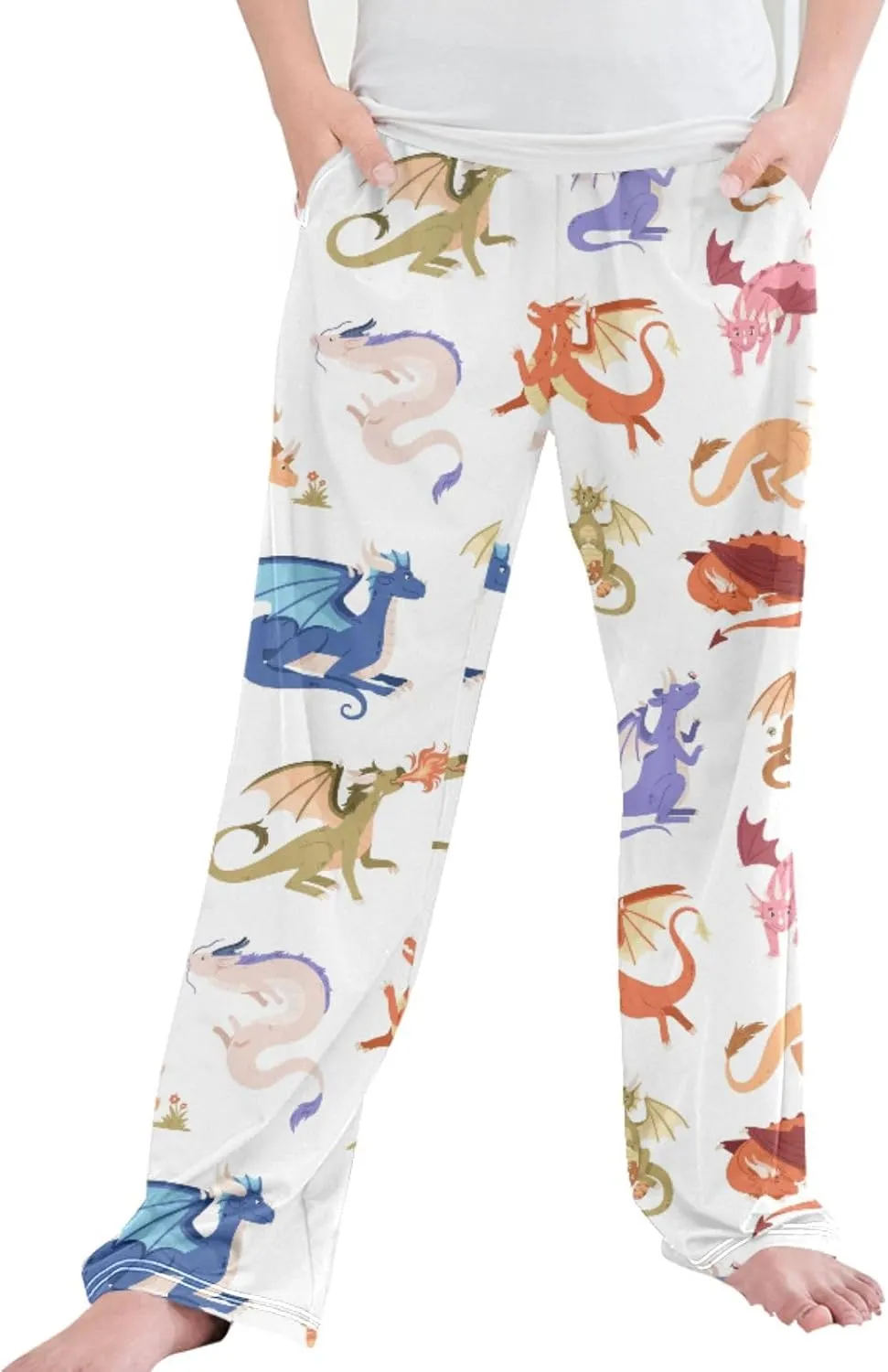 Pigsaly Boys' Pants Cute Fire Dragons Long Bottoms Wings Fantasy Animals Jogger Pants Elastic Waist Trousers With Pockets S