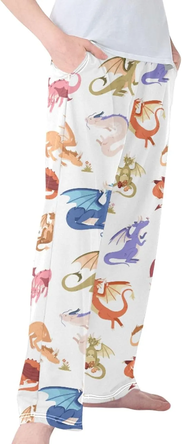 Pigsaly Boys' Pants Cute Fire Dragons Long Bottoms Wings Fantasy Animals Jogger Pants Elastic Waist Trousers With Pockets S