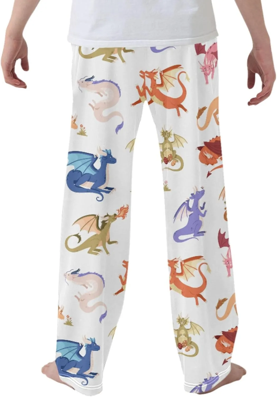 Pigsaly Boys' Pants Cute Fire Dragons Long Bottoms Wings Fantasy Animals Jogger Pants Elastic Waist Trousers With Pockets S