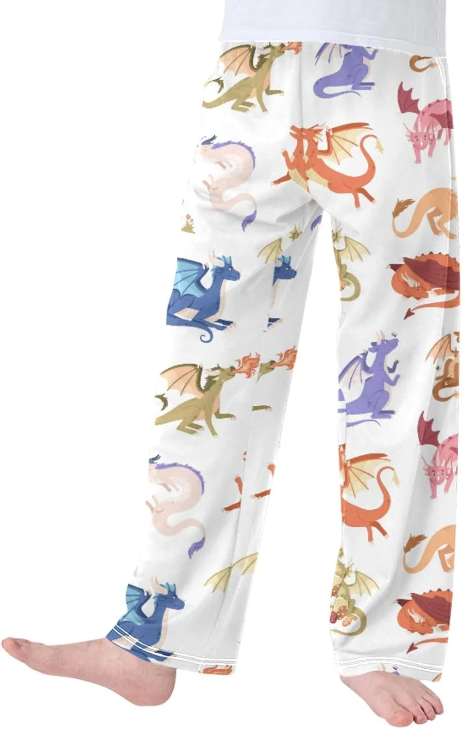 Pigsaly Boys' Pants Cute Fire Dragons Long Bottoms Wings Fantasy Animals Jogger Pants Elastic Waist Trousers With Pockets S