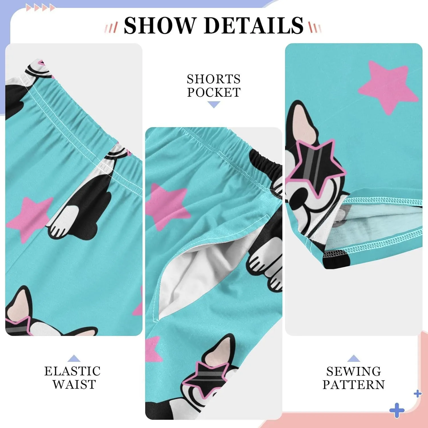 Pigsaly Boys' Pants Cute Glasses Puppies Dog Long Bottoms Cartoon Stars Jogger Pants Elastic Waist Trousers With S