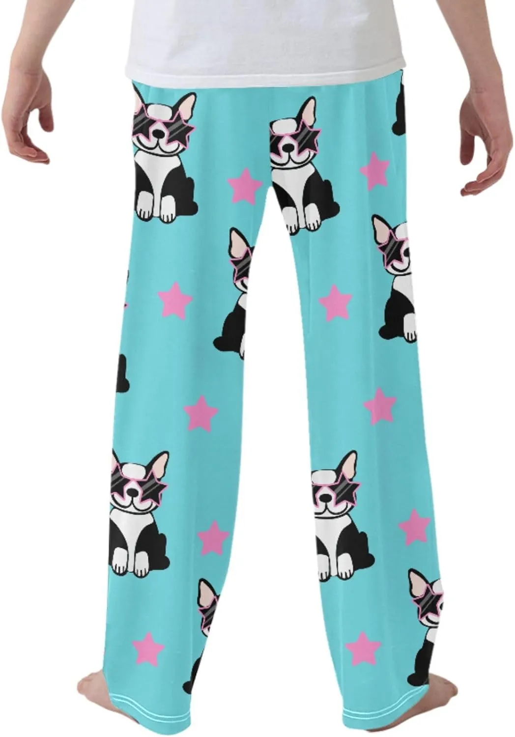Pigsaly Boys' Pants Cute Glasses Puppies Dog Long Bottoms Cartoon Stars Jogger Pants Elastic Waist Trousers With S