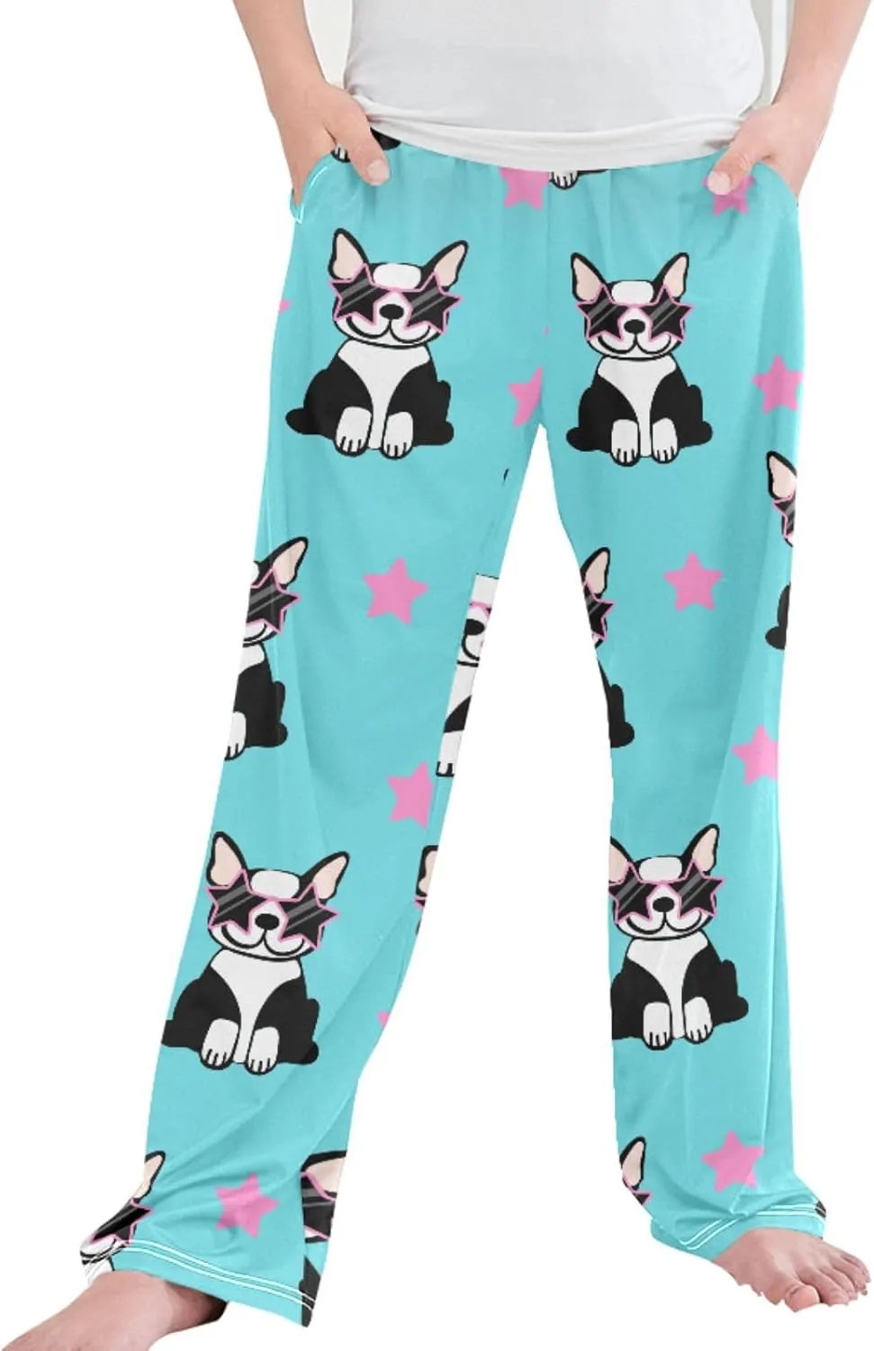 Pigsaly Boys' Pants Cute Glasses Puppies Dog Long Bottoms Cartoon Stars Jogger Pants Elastic Waist Trousers With S