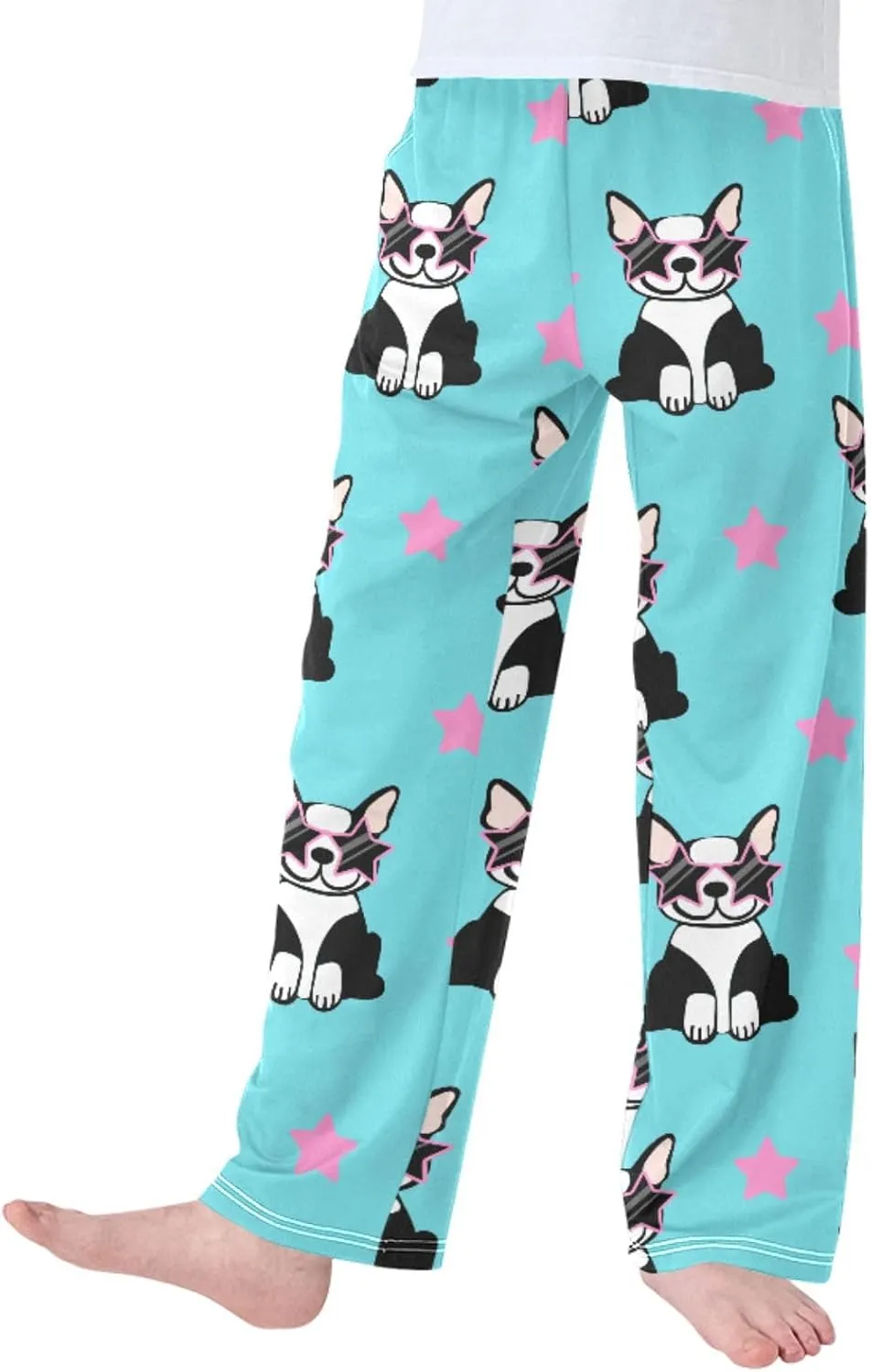 Pigsaly Boys' Pants Cute Glasses Puppies Dog Long Bottoms Cartoon Stars Jogger Pants Elastic Waist Trousers With S