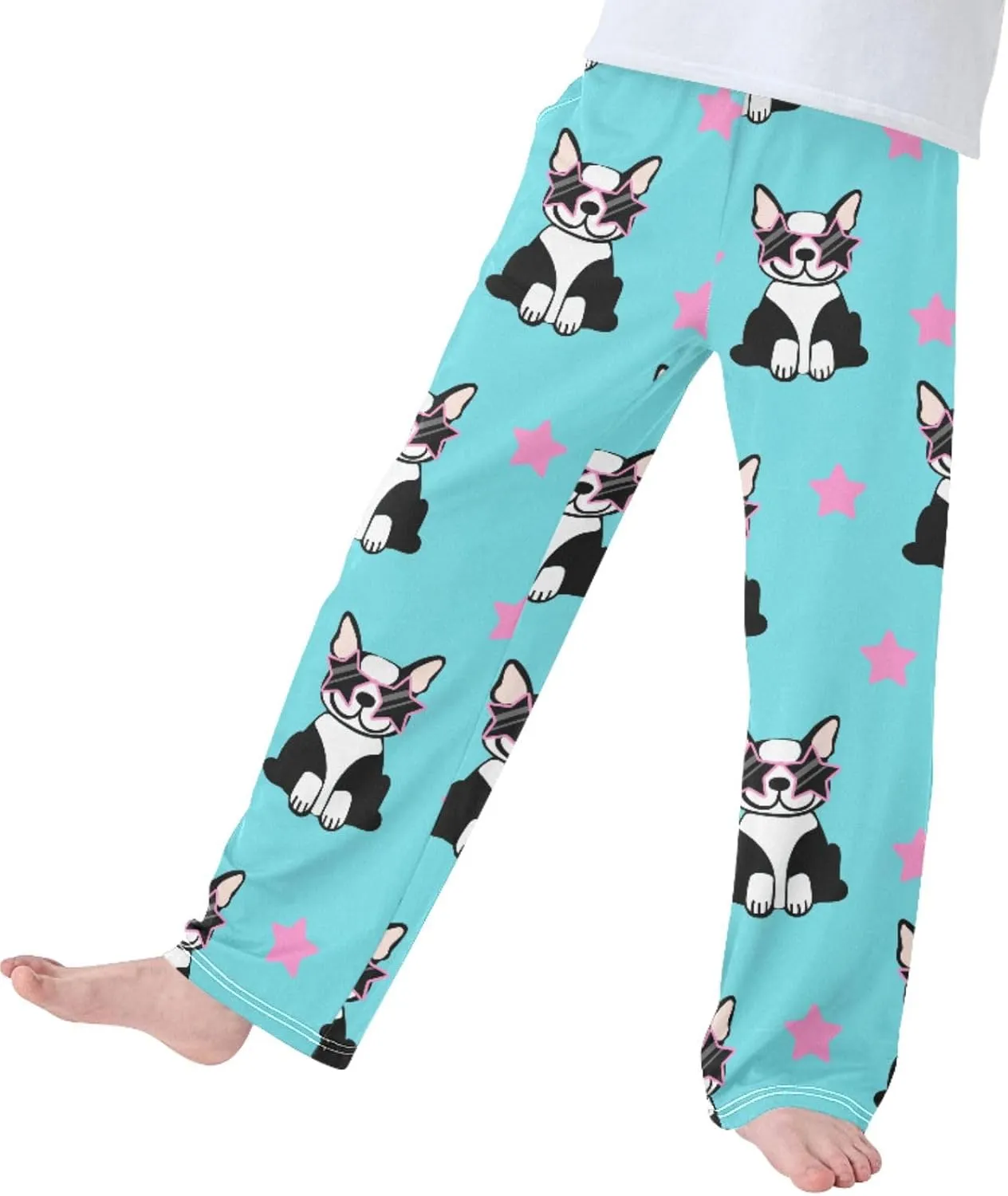Pigsaly Boys' Pants Cute Glasses Puppies Dog Long Bottoms Cartoon Stars Jogger Pants Elastic Waist Trousers With S