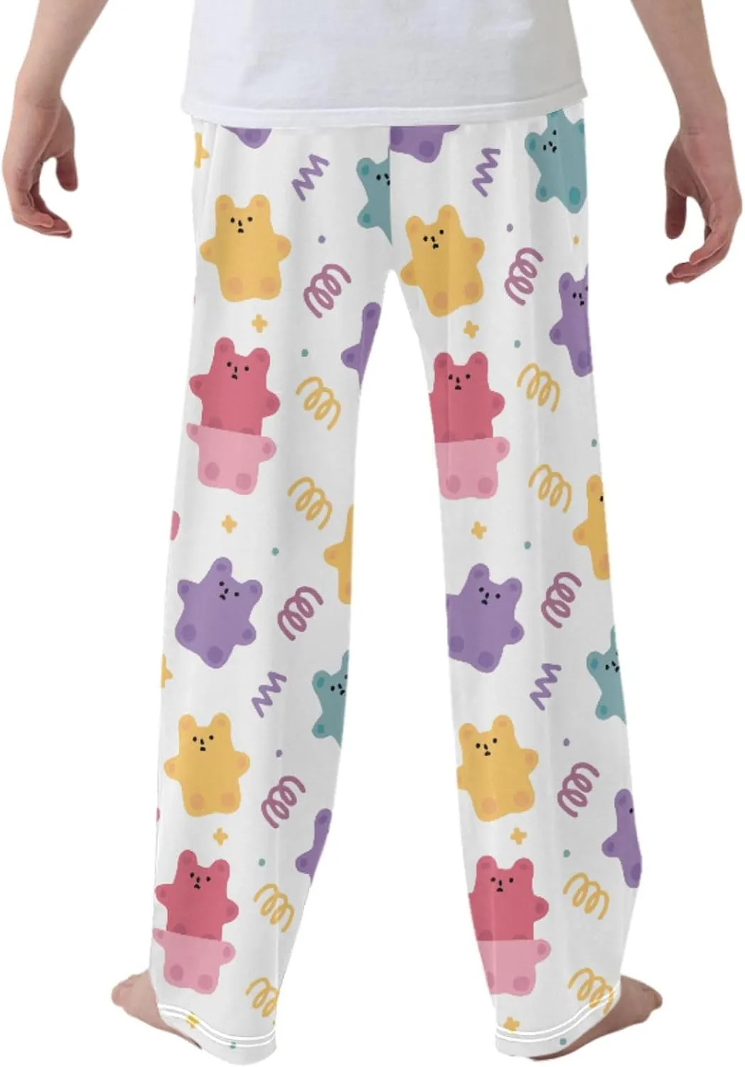 Pigsaly Boys' Pants Cute Heart Gummy Bears Long Bottoms Wave Star Dot Jogger Pants Elastic Waist Trousers with Pockets S