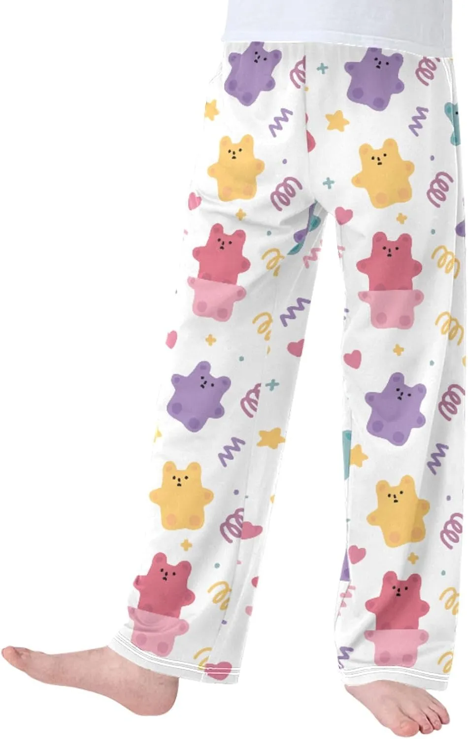 Pigsaly Boys' Pants Cute Heart Gummy Bears Long Bottoms Wave Star Dot Jogger Pants Elastic Waist Trousers with Pockets S