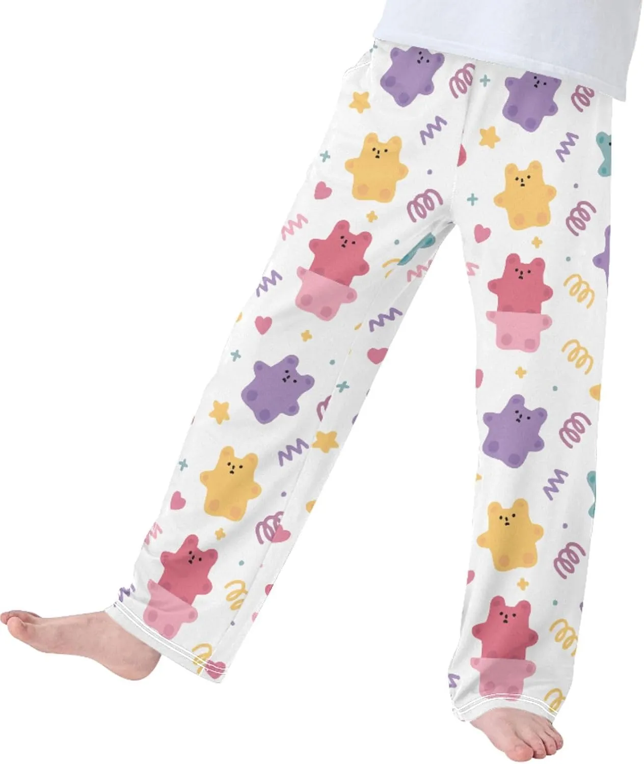 Pigsaly Boys' Pants Cute Heart Gummy Bears Long Bottoms Wave Star Dot Jogger Pants Elastic Waist Trousers with Pockets S