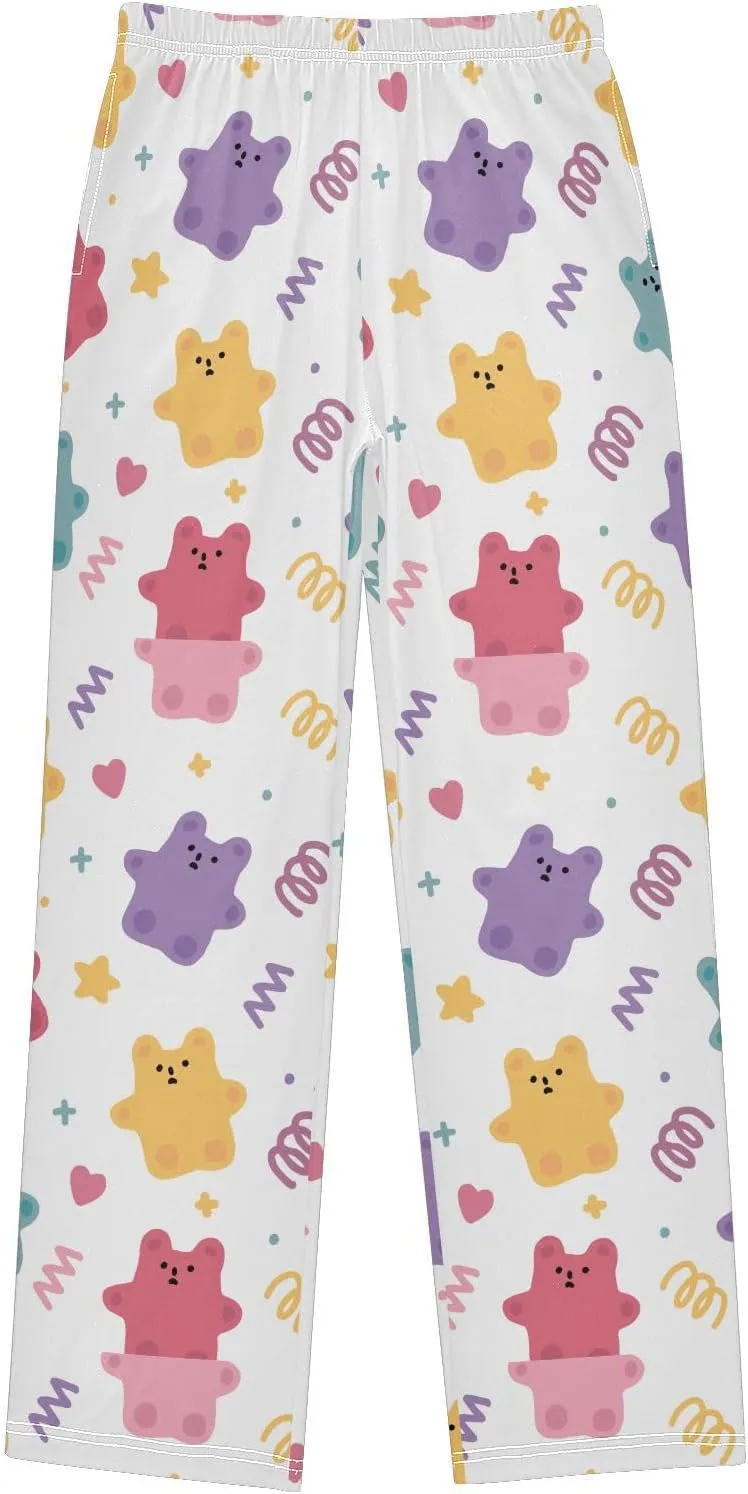 Pigsaly Boys' Pants Cute Heart Gummy Bears Long Bottoms Wave Star Dot Jogger Pants Elastic Waist Trousers with Pockets S