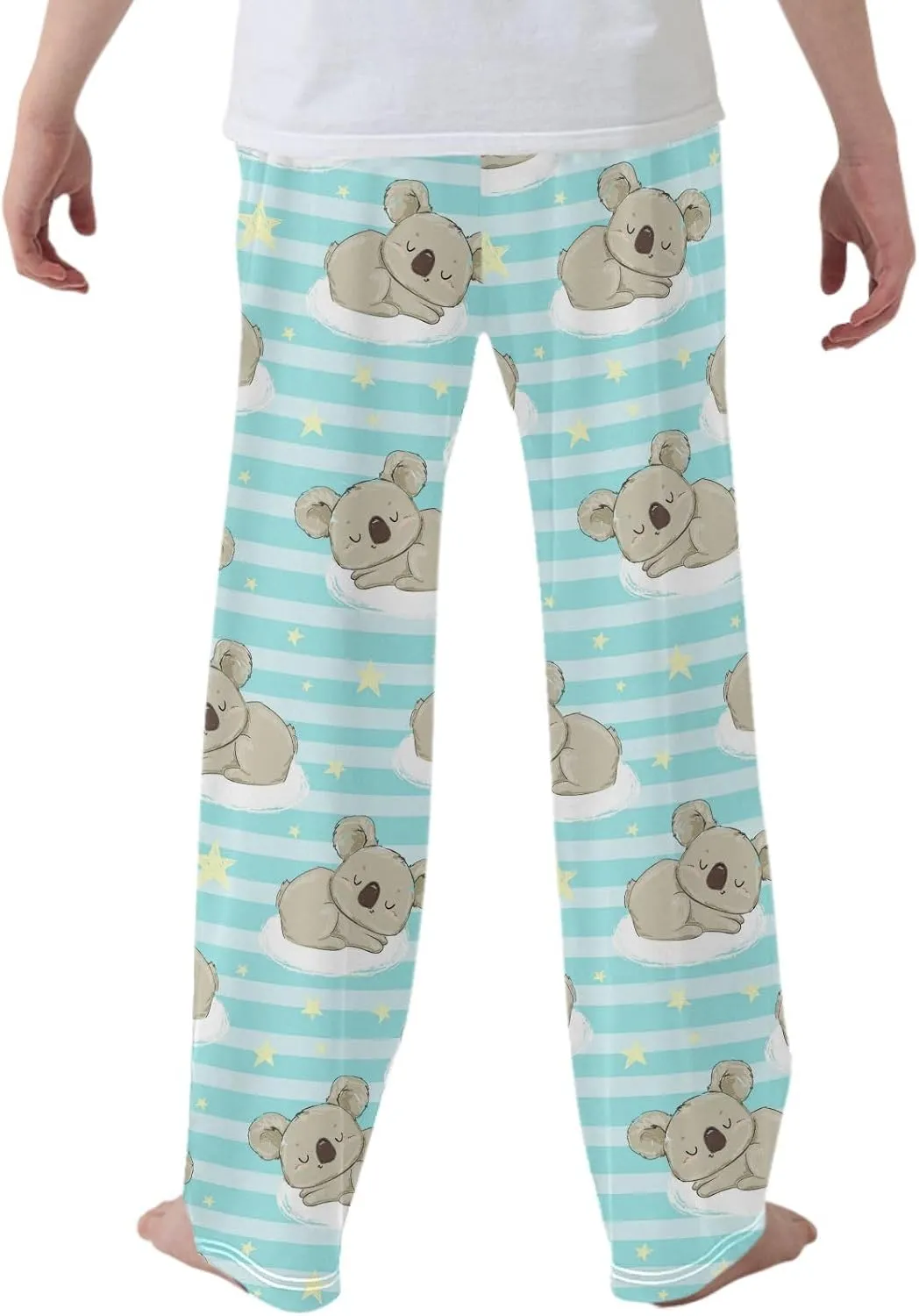 Pigsaly Boys' Pants Cute Koala Sleep Long Bottoms Golden Star Strip Jogger Pants Elastic Waist Trousers with Pockets S