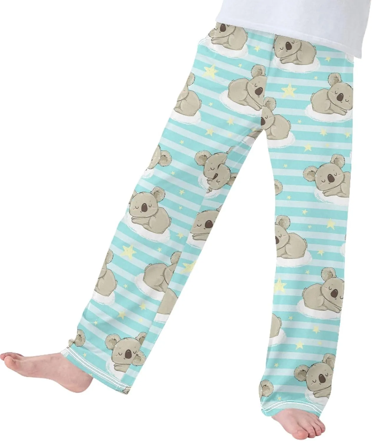 Pigsaly Boys' Pants Cute Koala Sleep Long Bottoms Golden Star Strip Jogger Pants Elastic Waist Trousers with Pockets S