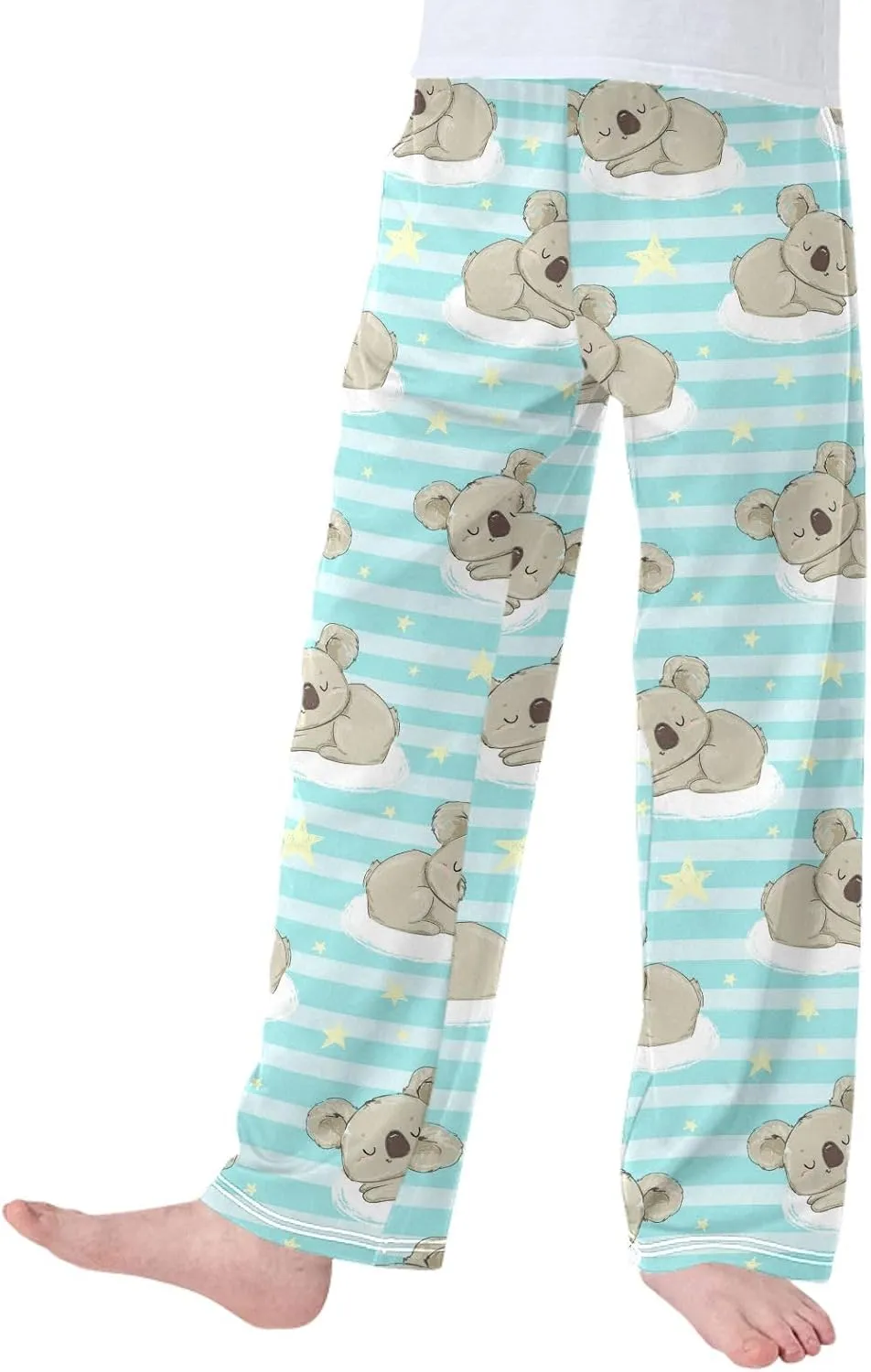 Pigsaly Boys' Pants Cute Koala Sleep Long Bottoms Golden Star Strip Jogger Pants Elastic Waist Trousers with Pockets S