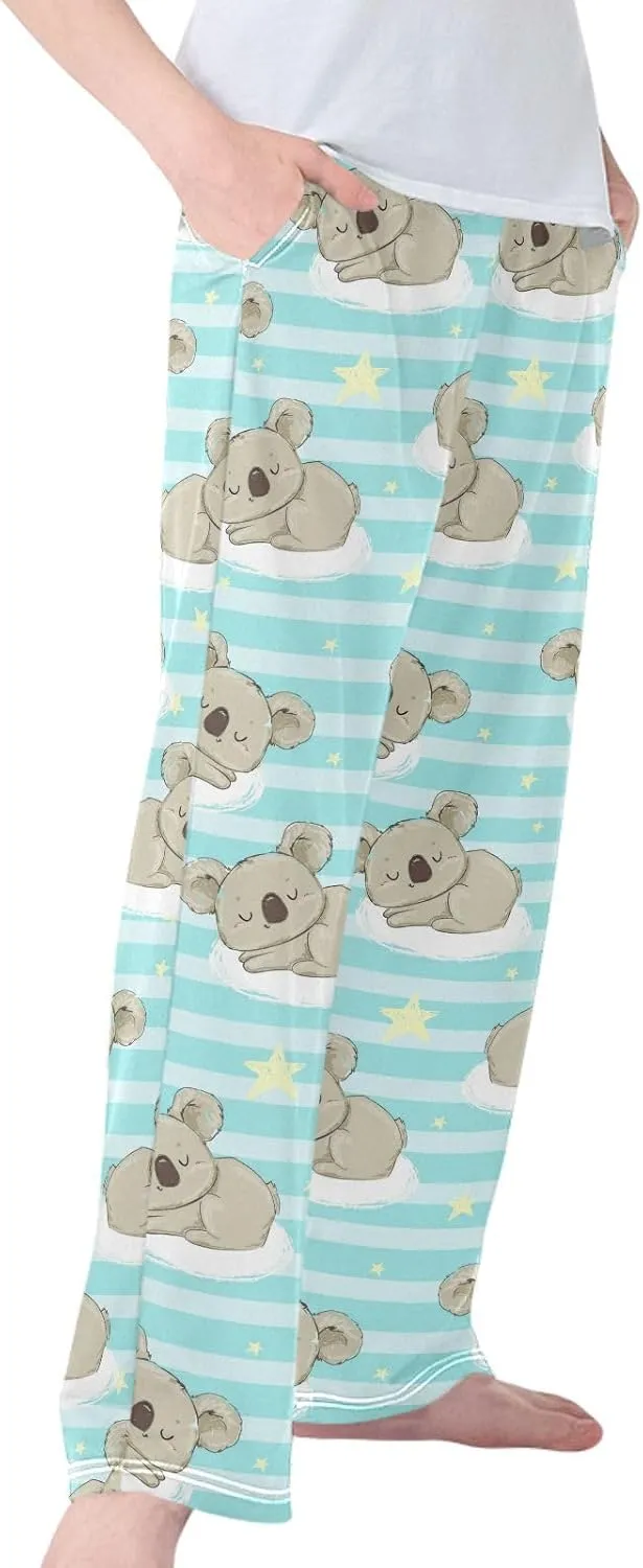 Pigsaly Boys' Pants Cute Koala Sleep Long Bottoms Golden Star Strip Jogger Pants Elastic Waist Trousers with Pockets S