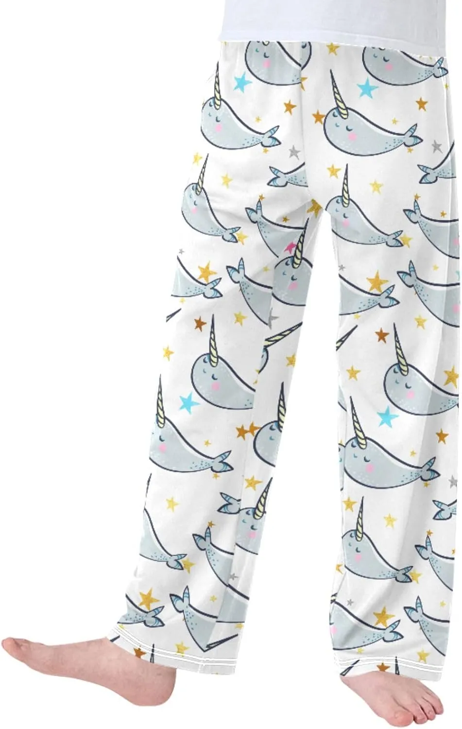 Pigsaly Boys' Pants Cute Manatee Unicorn Long Bottoms Gold Confetti Stars Jogger Pants Elastic Waist Trousers With S