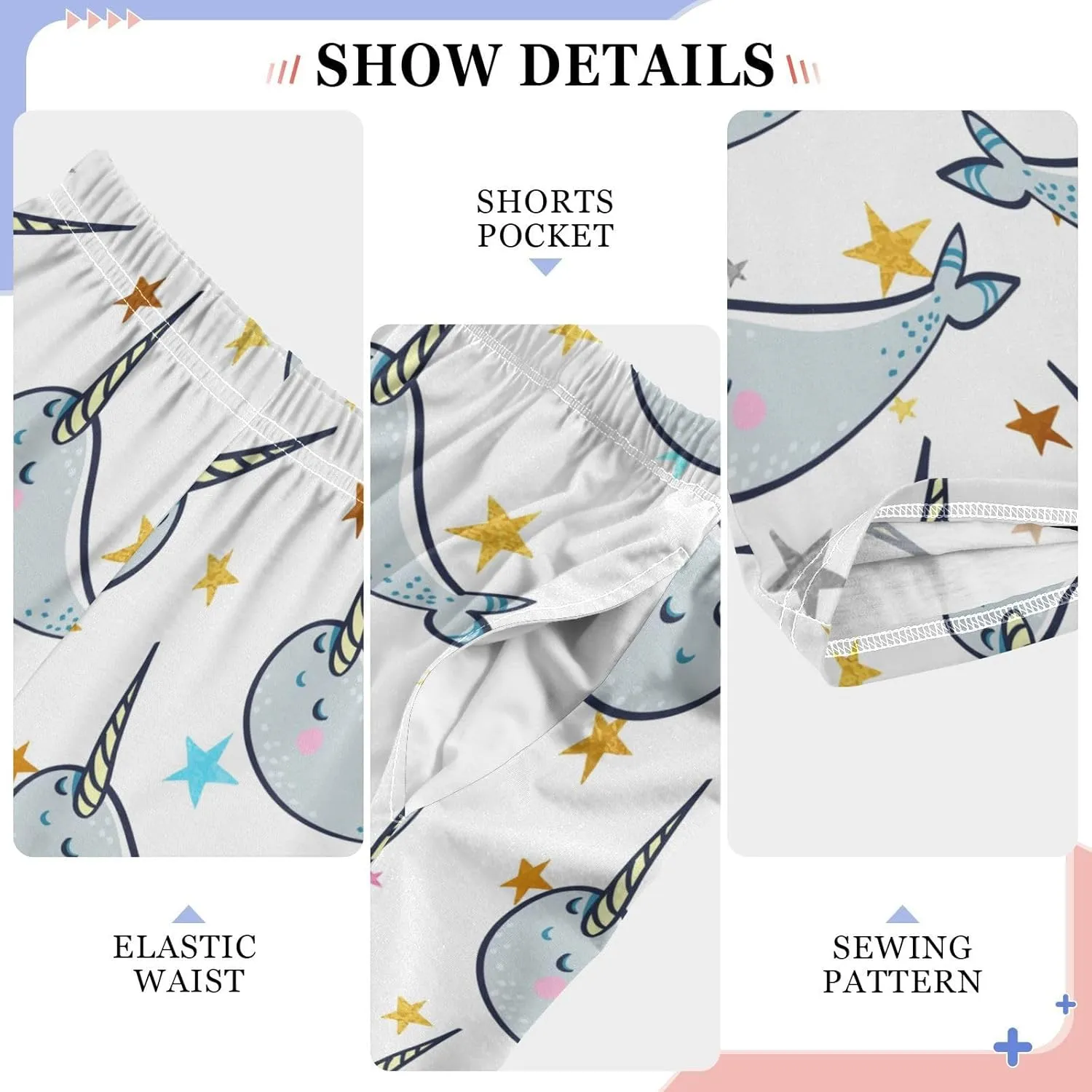 Pigsaly Boys' Pants Cute Manatee Unicorn Long Bottoms Gold Confetti Stars Jogger Pants Elastic Waist Trousers With S