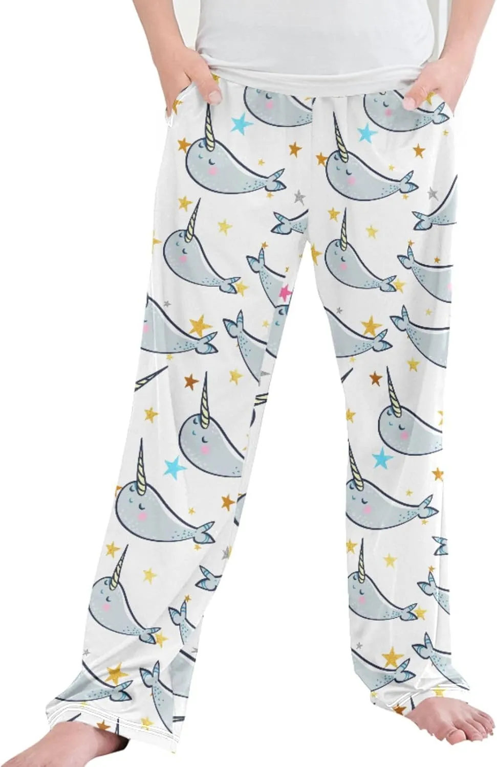 Pigsaly Boys' Pants Cute Manatee Unicorn Long Bottoms Gold Confetti Stars Jogger Pants Elastic Waist Trousers With S
