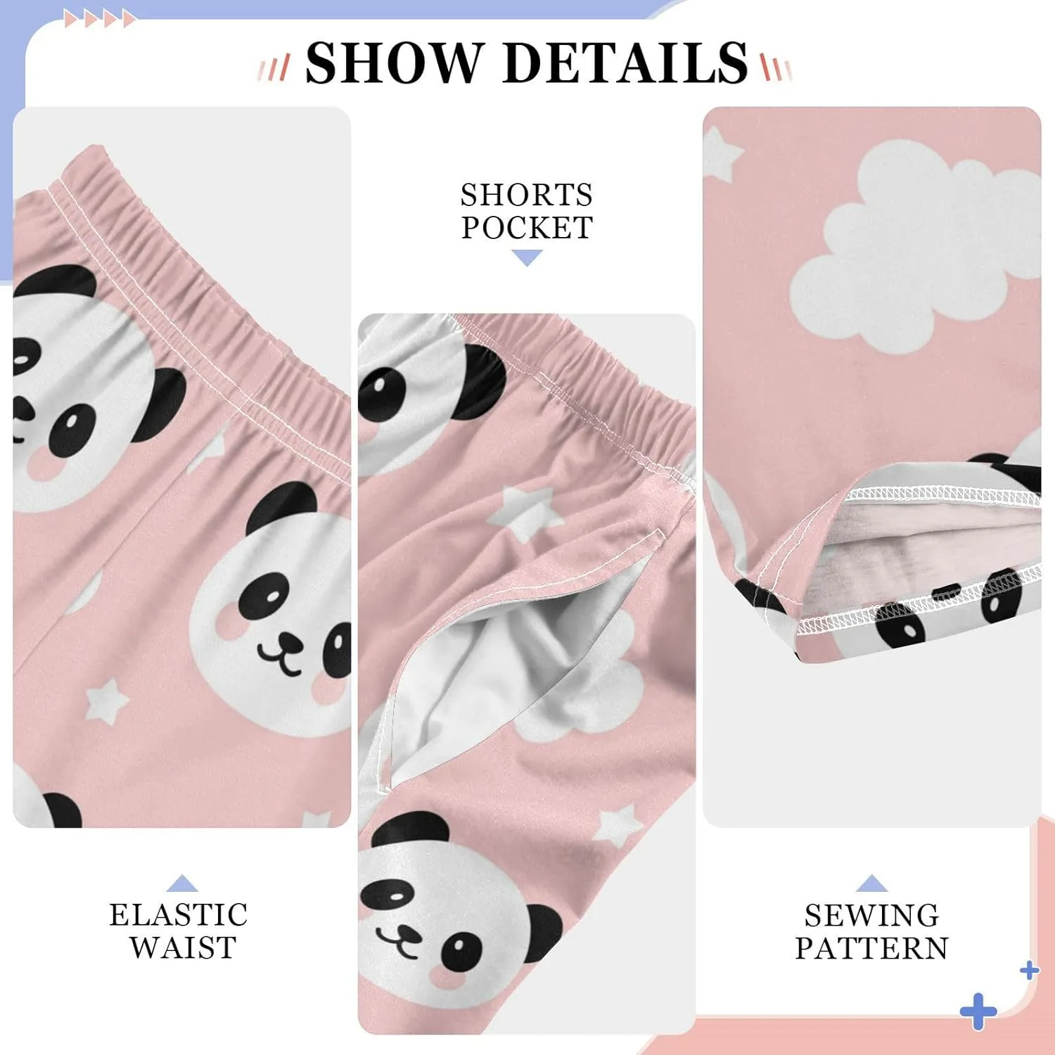 Pigsaly Boys' Pants Cute Panda Long Bottoms White Clouds Stars Jogger Pants Elastic Waist Trousers with Pockets S