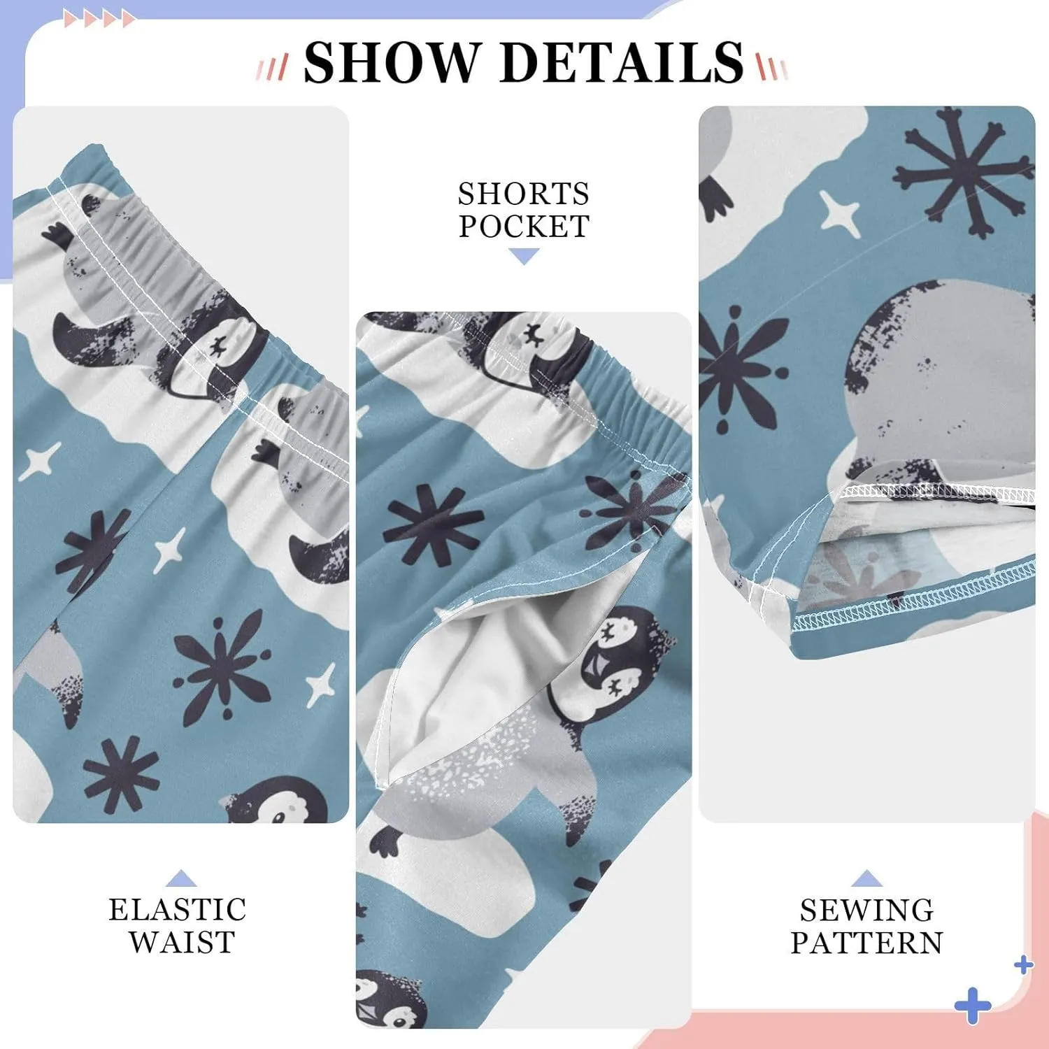 Pigsaly Boys' Pants Cute Penguins Snowflakes Long Bottoms Christmas Stars Jogger Pants Elastic Waist Trousers with Pockets S