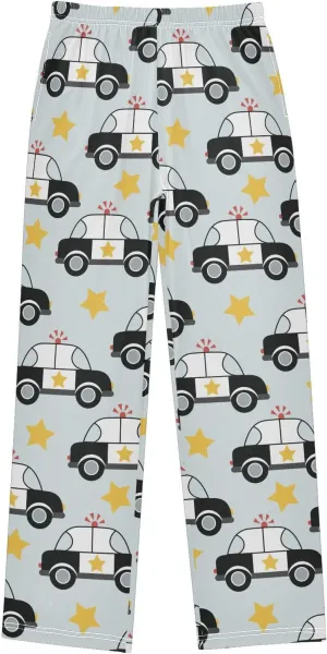 Pigsaly Boys' Pants Cute Police Car Long Bottoms Gold Stars Jogger Pants Elastic Waist Trousers With Pockets S