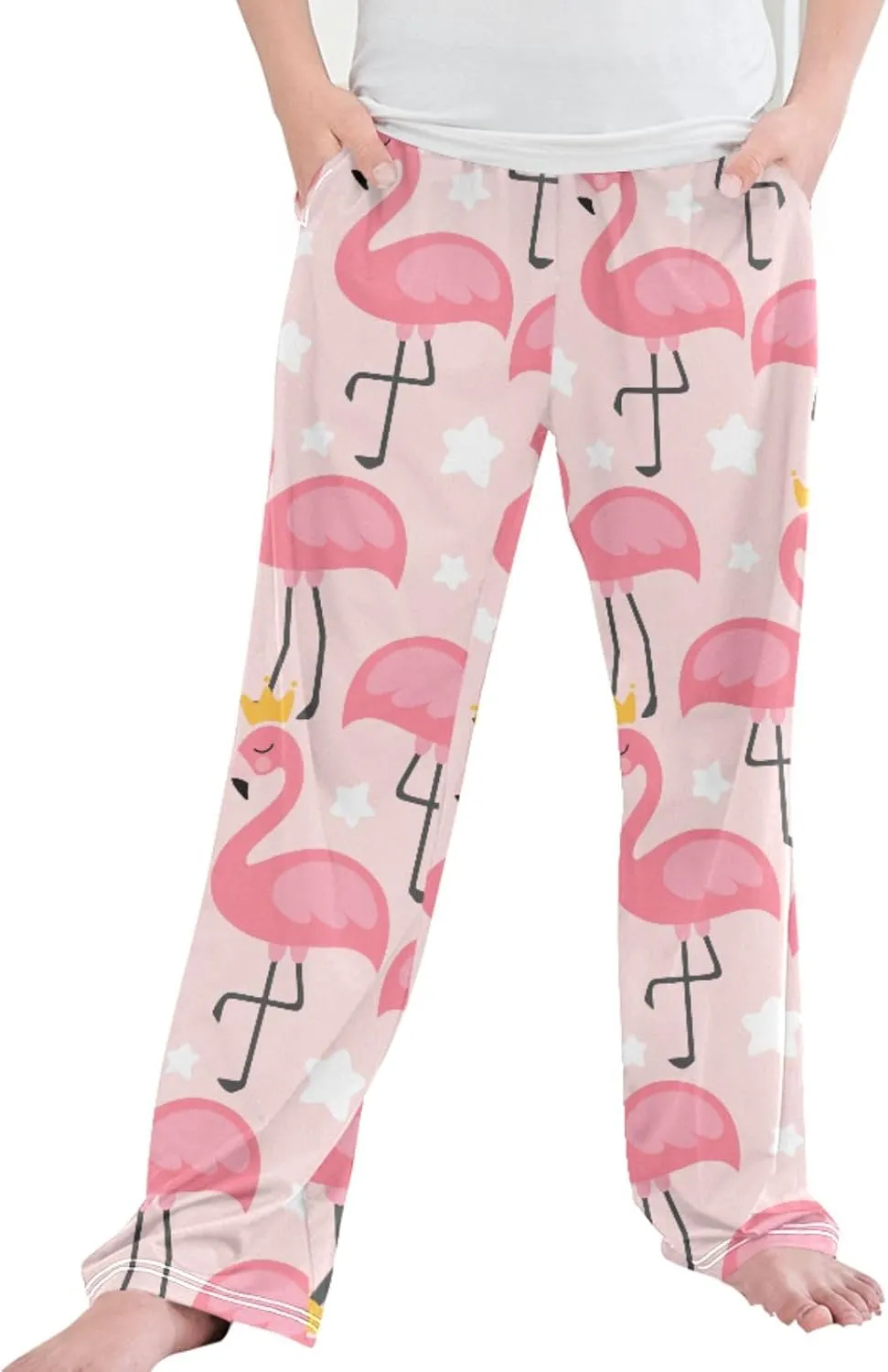 Pigsaly Boys' Pants Cute Prince Flamingo Long Bottoms Gold Princess Crown Star Jogger Pants Elastic Waist Trousers Pockets S