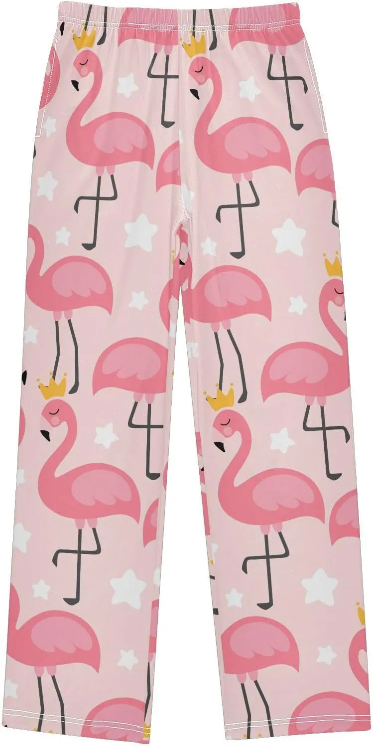 Pigsaly Boys' Pants Cute Prince Flamingo Long Bottoms Gold Princess Crown Star Jogger Pants Elastic Waist Trousers Pockets S