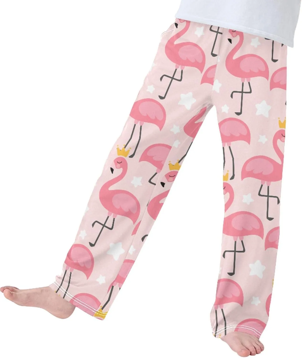 Pigsaly Boys' Pants Cute Prince Flamingo Long Bottoms Gold Princess Crown Star Jogger Pants Elastic Waist Trousers Pockets S